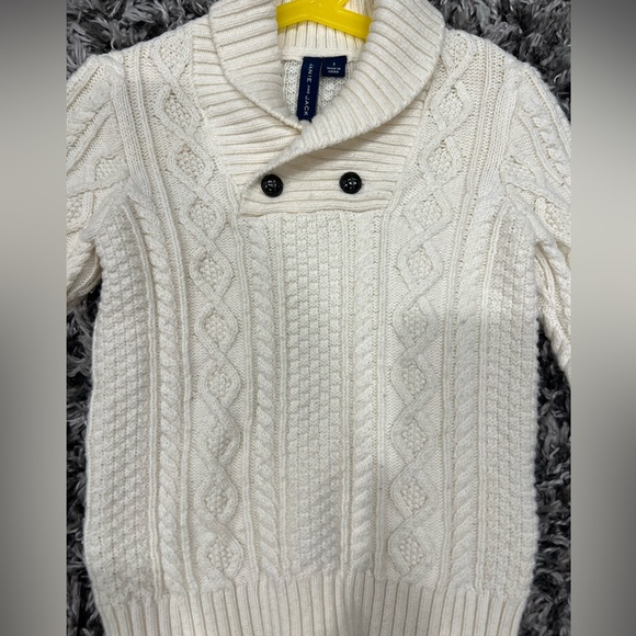 Janie and Jack Cable Knit Fisherman Sweater 3Tboys Toddler Cream Knit Button - Picture 6 of 11